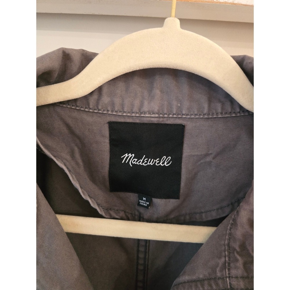 Madewell Gray Utility Jacket Button Zip Pockets Drawstring Waist Size M - Picture 4 of 8